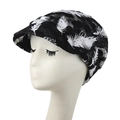 Berretto in pizzo traspirante da donna con stampa piume e rete nera di tendenza - L (58-60cm) / Ricamo di Piume Nere