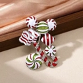 Christmas-themed Mickey shaped brooch with colorful enamel candy canes and crystals - Christmas Candy Cane / Red & White