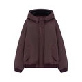 Veste bomber oversize bordeaux pour femme avec capuche et finitions côtelées - XS / Rouge Brun