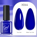 LILY'CUTE blue gel polish X044 in 7ml bottle with matte and glossy top coat samples - Blue (44)