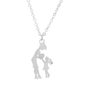 Mother and Daughter Hugging Heart Style Silver