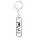 Silver rectangle keychain with I Love Dad engraving, perfect Father's Day gift idea - D1285-I Love Dad / White