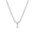 Minimalist 925 sterling silver O-chain necklace featuring a large letter Y pendant - Letter Y / White Gold