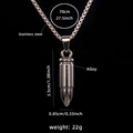 Gepolijste roestvrijstalen kogel hanger ketting voor heren met 70cm ketting en legering - Gun Black (Kogel nr. 36 + 70 cm stalen ketting)