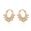 Orecchini a cerchio dorati con zirconi a ventaglio taglio marquise e finitura lucida - Stile D (Ventaglio Marquise) / Oro