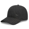Gorra de béisbol de lana gris oscuro a rayas para hombre con placa metálica Fashion - Ajustable / Gris