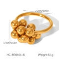 Bague minimaliste en acier inoxydable doré bicolore avec perles élégantes - Style Grappe de Perles Rondes Dorées (HC-R30464-8)