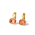 Elegant gold earrings featuring rectangular peach zircon stones with secure clasp - Peach (AE41597F1A9)
