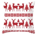 Christmas reindeer pillow cover with festive red elk and snowflake patterns on white linen - White Red Reindeer Snowflake