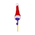 Mini cappello natalizio rosso per lecca-lecca viola con bastoncino giallo - 1 Pezzo / Singolo
