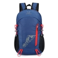 Deep blue foldable sports backpack with red zipper and adjustable mesh side pockets - Dark Blue