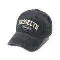 Vintage washed dark grey cotton baseball cap with Brooklyn 1947 embroidery in white - Black