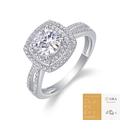 Elegante S925 sterling zilveren moissanite ring met vierkante halo en GRA certificaat - US Maat 9 / Stijl R13332 1 Karaat Moissaniet (Met GRA Certificaat)