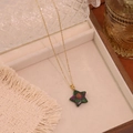Macro detail of star-shaped natural stone pendant necklace in a velvet jewelry box - 6# Ruby in Zoisite