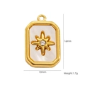 14K gold plated rectangular pendant with white shell inlay and center crystal detail - 37 White Shell Star