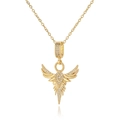 Collana con ciondolo ad ali placcata oro 18K con piccoli diamanti e catena ad O - Ala di Fenice-Zircone Chiaro