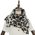 Thick leopard print pashmina scarf in grey and beige with soft fringe on a mannequin - 2# Gray Black Leopard-Light