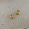 Golden double-layered twisted rope ear cuffs with beaded texture, non-pierced style - MY34131-Gold Double Layer Twist Polka Dot Pair