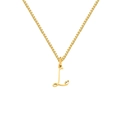 Golden titanium steel necklace featuring a letter L pendant with a small heart detail - Letter L (XL-82-4)