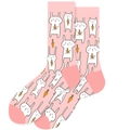 Pink mid-calf socks featuring cute white cartoon bunnies and orange carrots pattern - EU 36-42 / Pink Little Rabbit