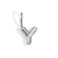 Shiny silver bubble letter Y charm pendant for DIY necklace and bracelet crafting - Letter Y / Silver