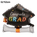 Detail of doctor hat and diploma graduation foil balloon 61x63cm with Congrats GRAD text - Doctoral Hat Combination