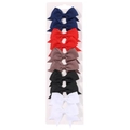 10er-Set Mini-Haarspangen mit Ripsbandschleife in Marineblau, Rot, Braun, Schwarz und Weiß - 10N-Vintage Dunkel