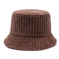 Deep brown corduroy bucket hat with wide ribbed texture for a stylish winter look - Adjustable / Coffee