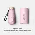Flat five-fold UV parasol in cherry blossom pink with matching case and UPF 50+ rating - 18CM 5-Fold Flat Umbrella / Light Pink
