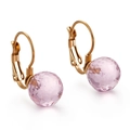 Fashion 10mm faceted pink crystal bead earrings with gold leverback steel hooks - Gold Pink