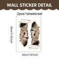 Pegatinas de pared 3D gato atigrado PVC set de 2 para baño y decoración 20x30cm - Dos gatos rompiendo (UV24Y12017T_T)