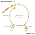 Bracciale in acciaio al titanio dorato con ciondolo a cuore e ballerina danzante - Stile Cuore Ballerina (E528) / Oro