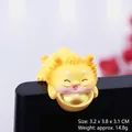 Mini yellow auspicious beast desktop ornament holding a golden ingot, resin material - 3.2x3.8x3.1CM / Type D Lucky Ingot Dragon