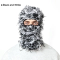Fuzzy black and white knit balaclava mask for parties and outdoor warmth - Hot Selling White / One Size