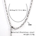Silver 3mm stainless steel snake chain necklace with 45+5cm adjustable length - 3.0mm Curb Lip Chain - Silver