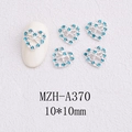 Detail of 10mm silver heart nail charms with sky blue rhinestones and bow design - Ribbon Bow Heart Style(A370)