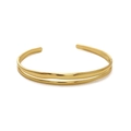 Minimalist 18K gold plated double layer open cuff bracelet with dot pattern detail - Smooth Double Line Style (SB23112806)