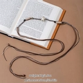 Bohemian hand-woven tassel waist chain with silver star charm on vintage book - Boho Brown White Rope Silver Star Pendant (X530-4)