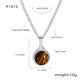 Pendentif en pierre d'œil de tigre avec chaîne en acier titane et fini argent - Collier Oeil de Tigre Argenté (45+5cm)