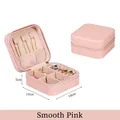 Portable pink square jewelry travel case in glossy PU leather with compact multi-slots - 10*10*5cm / Glossy Pink