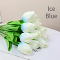 Realistic ice blue PU mini tulip bouquet for elegant home and wedding decoration - Ice Blue