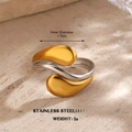 Bague goutte en acier inoxydable bicolore avec finition or 18 carats et argent - Goutte Minimaliste (Style 7)