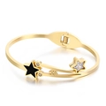 Bracciale in acciaio al titanio dorato con stella nera e dettagli in zircone lucido - Oro (KB129312-SP)
