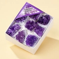 Set of 8 natural amethyst clusters in a white gift box for mineral education - Small Amethyst Cluster (Grade A)
