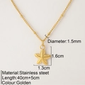Golden starfish pendant necklace in stainless steel with detailed product dimensions - Starfish(471)