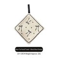 Absorbent white hanging hand towel with black bow embroidery and microfiber texture - Black Four Knots