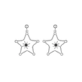 Silver star drop earrings with black center stone and sparkling cubic zirconia details - Five-Pointed Star Beaded (E303167) - Steel Black