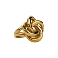 Polished 18k gold plated chunky knot ring with minimalist intertwined ball design - Wreath Style