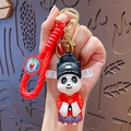 Panda-Schlüsselanhänger in roter traditioneller Beamtenrobe mit roter Flechtkordel - Guochao Gelehrten-Stil