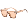 Occhiali da sole quadrati cat-eye di moda con montatura in acetato ambrato trasparente - Cuoio